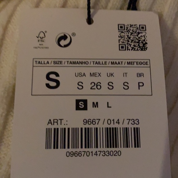 NWT. Zara Cream Open Front Knit Coat with Belt. Size S. - Picture 7 of 9